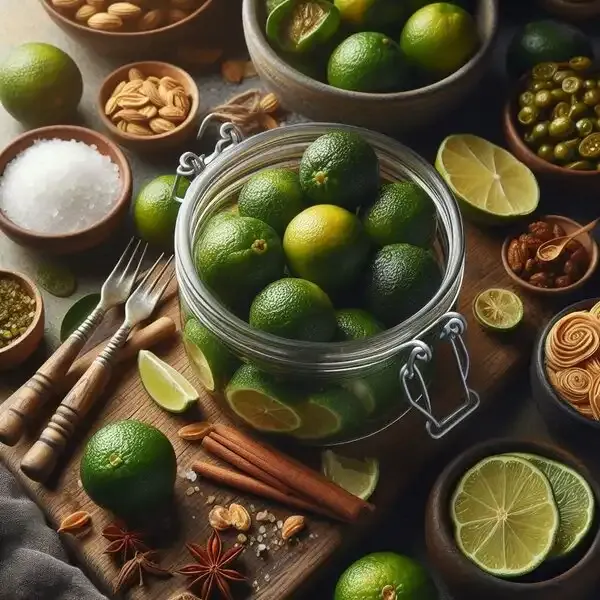 Preserved limes with aromatic flavors, used in various cuisines