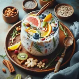 Probiotic switchel recipe illustration with fresh ingredients and probiotic benefits
